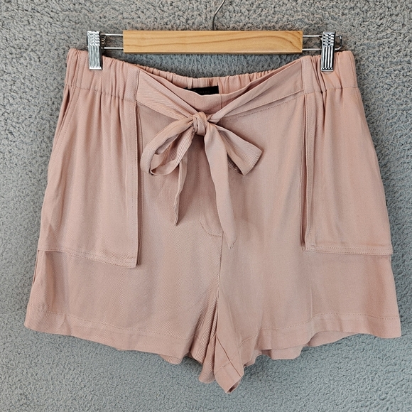 Frye Millennial Pink Womens Pull On Tie Waist Shorts Sz M Pockets Breathable - Picture 2 of 15